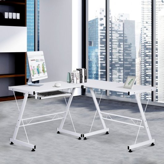 HomCom Mesa Modular para Escritório 130x130x74cm Branca