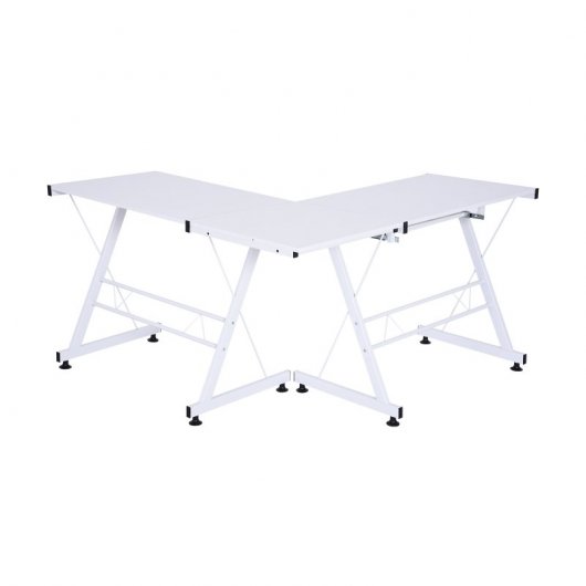 HomCom Mesa Modular para Escritório 130x130x74cm Branca