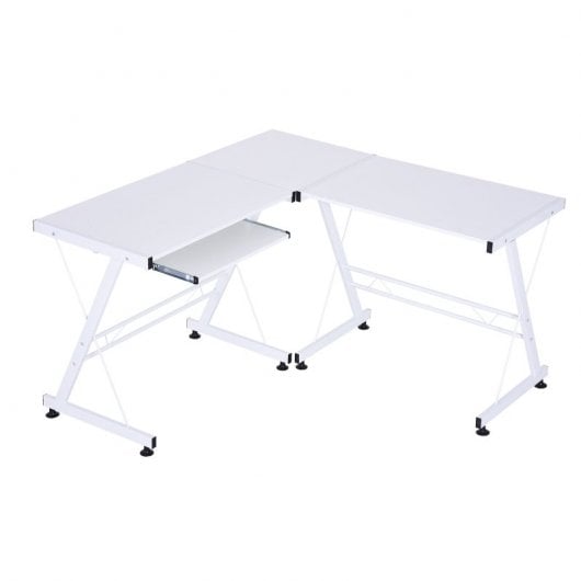 HomCom Mesa Modular para Escritório 130x130x74cm Branca
