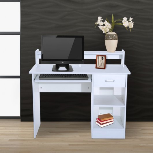 Homcom Secretária para Computador 106x50x93.5cm Branca