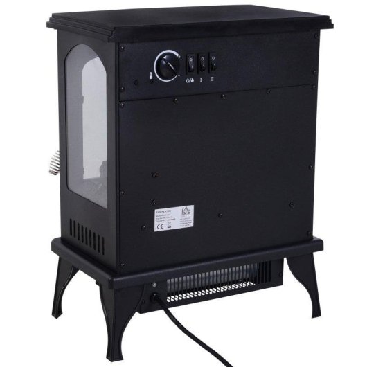 Homcom Chimenea Eléctrica Negra con Llama LED 1500W