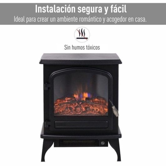 Homcom Chimenea Eléctrica Negra con Llama LED 1500W