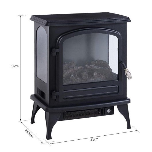 Homcom Chimenea Eléctrica Negra con Llama LED 1500W