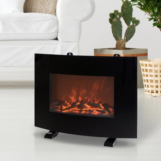 Homcom Lareira Elétrica de Parede Preta com Comando Remoto 2000W