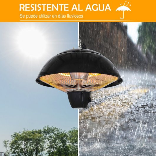 Outsunny Radiador Infrarrojos de Techo Negro 1500W