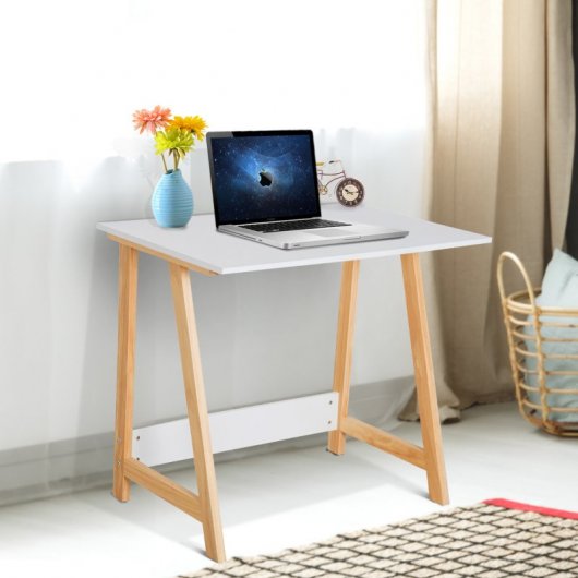 Homcom Mesa Escritorio 90x55x75cm Madera/Blanco