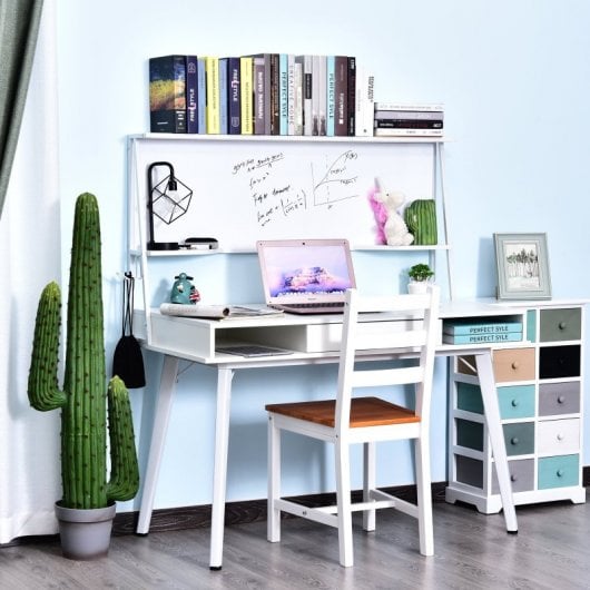 Homcom Secretária com Quadro 127.5x60x133.5cm Branca