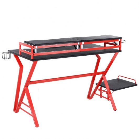 Homcom Escritorio Gaming Negro/Rojo