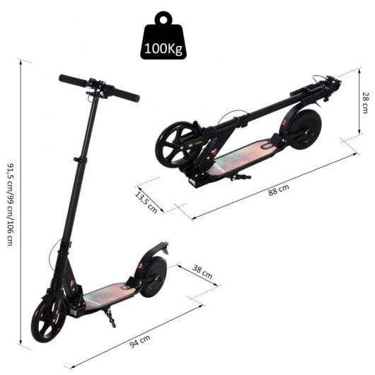 Homcom Patinete Eléctrico Plegable Negro