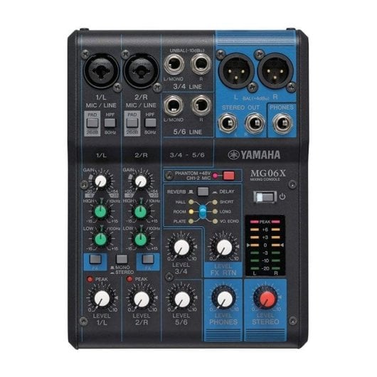 Mesa de Mistura Yamaha MG06X 6 Canais Efeitos Digitais Chassis Metálico