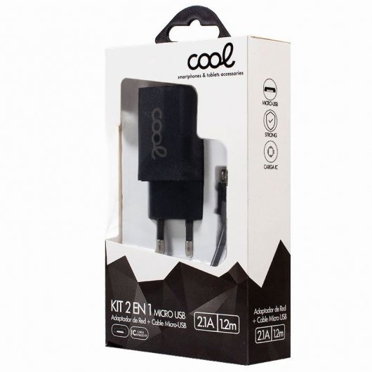 Cool Cargador de Red Universal MicroUSB 2.1A Negro