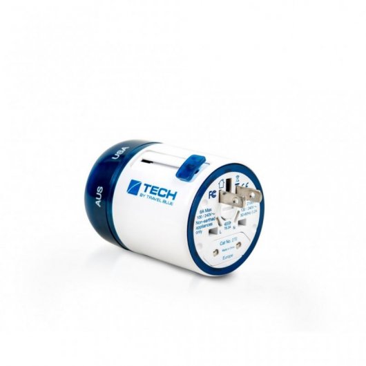 Travel Blue Twist & Slide Adaptador Mundial de Corriente + USB
