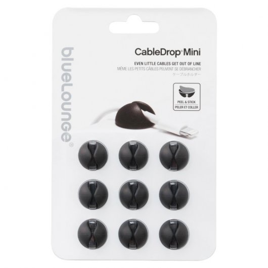 Bluelounge CableDrop Mini 9er-Pack schwarze Kabel-Organizer
