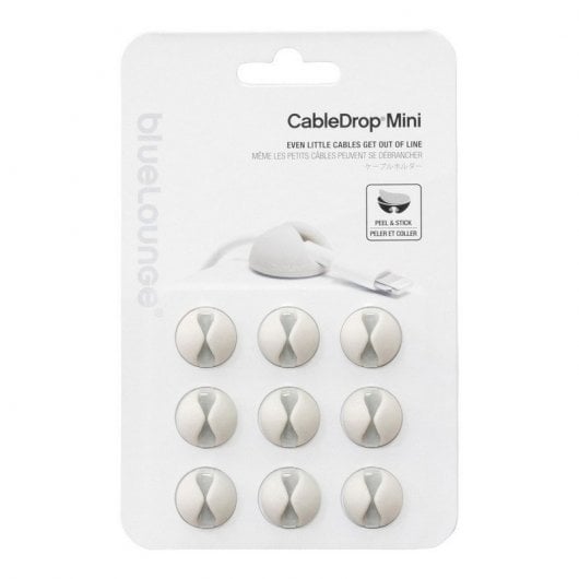 Bluelounge CableDrop Mini Pack 9 Organisateurs de Câbles Blancs