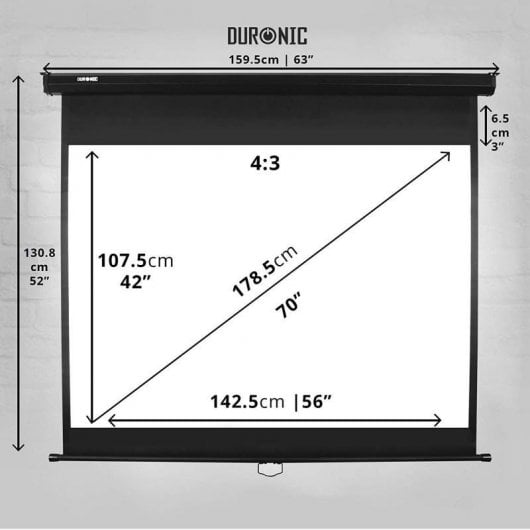 Duronic MPS70 /43 Pantalla de Proyección Manual 4:3 142.5x107.5 70"