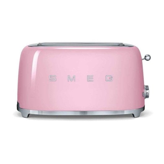 Vintage broodrooster Smeg TSF02PKEU 4 sneetjes, 2 lange sleuven, 1500 W, 6 bruiningsstanden, pastelroze