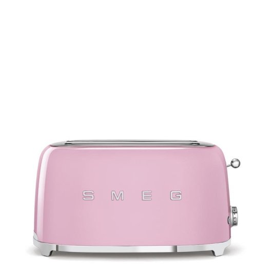 Vintage broodrooster Smeg TSF02PKEU 4 sneetjes, 2 lange sleuven, 1500 W, 6 bruiningsstanden, pastelroze