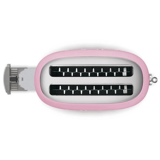 Vintage broodrooster Smeg TSF02PKEU 4 sneetjes, 2 lange sleuven, 1500 W, 6 bruiningsstanden, pastelroze