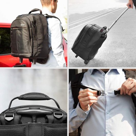 Duronic LT01 Mochila con Ruedas para Portátil hasta 15.6" Negra