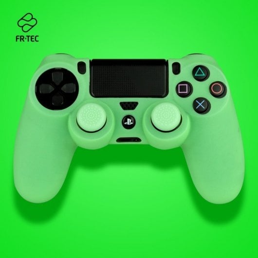 Custodia in silicone FR-TEC + impugnature che si illuminano al buio per controller PS4