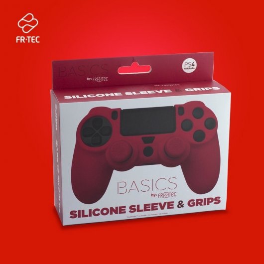 Coque en silicone FR-TEC + Grips Rouge pour PS4