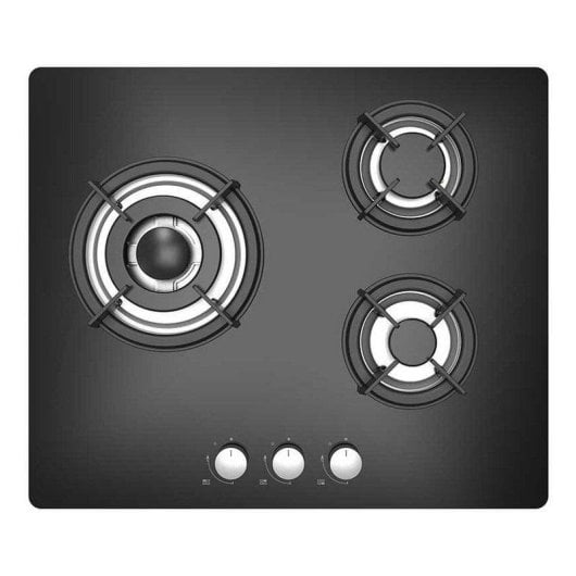 Placa Sauber SECGB06 3 zonas gás natural cristal preto ferro fundido