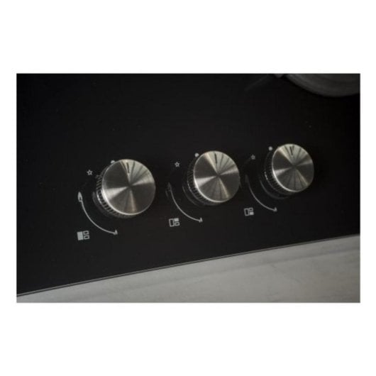 Placa Sauber SECGB06 3 zonas gás natural cristal preto ferro fundido