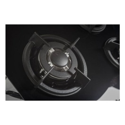 Placa Sauber SECGB06 3 zonas gás natural cristal preto ferro fundido