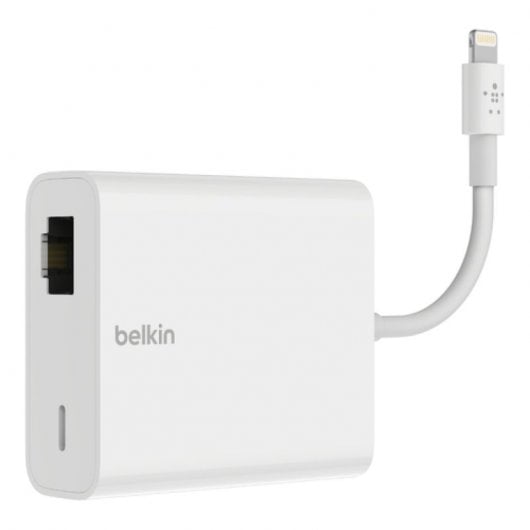 Belkin Adaptador Ethernet + Carga con Conector Lightning Blanco