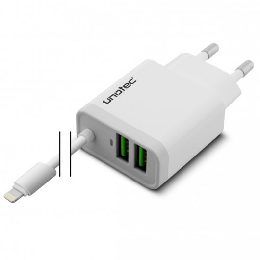 Unotec Cargador 8 Pin 2x USB 3.1A