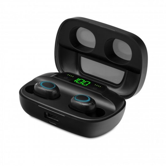 Unotec TWIN 5 Auriculares Bluetooth con Powerbank Negro