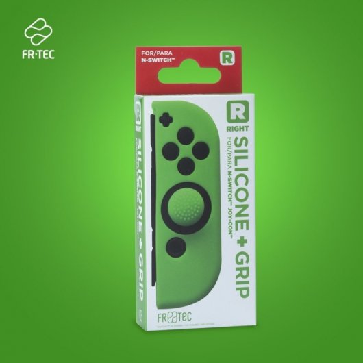FR-TEC Funda Silicona + Grip para Joy-Con Derecho Verde para Nintendo Switch