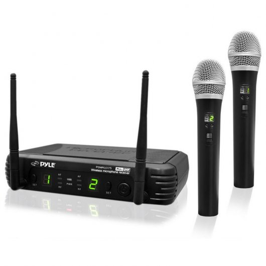Pyle PDWM3375 Sistema Microfones Sem Fios de Mão UHF 2 Canais