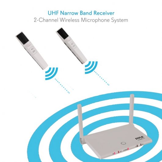 Pyle PDWM2232 Sistema de Microfones Sem Fios UHF 2 Canais