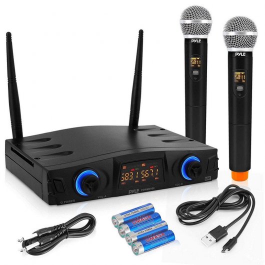 Pyle PDWM2950 Sistema de Micrófonos de Mano Inalámbricos UHF