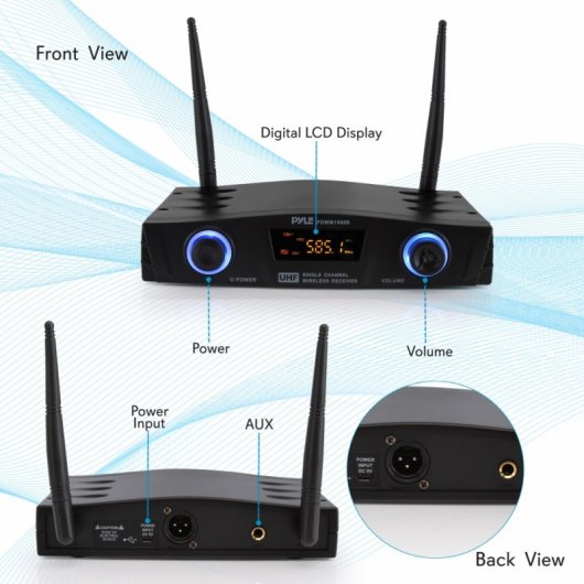 Pyle PDWM1988B Sistema de Micrófono Inalámbrico UHF