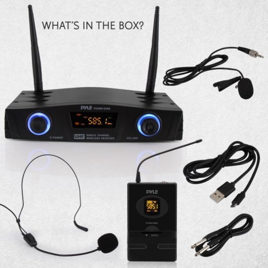Pyle PDWM1988B Sistema de Micrófono Inalámbrico UHF