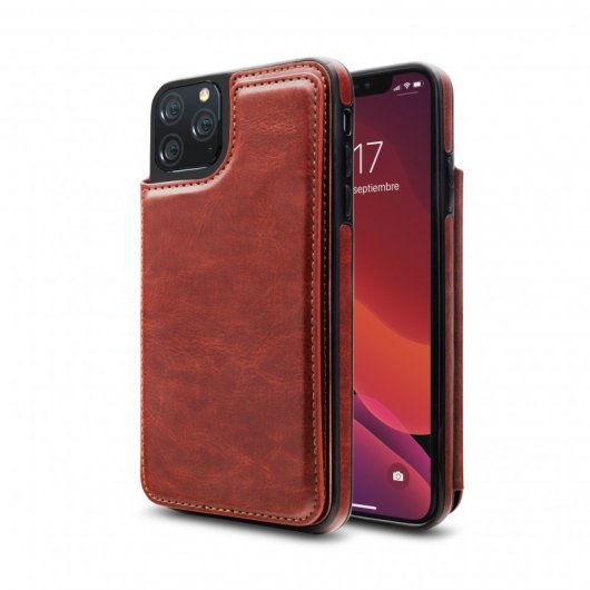 Nueboo Wallex Funda de Piel Marrón para iPhone 11 Pro Max