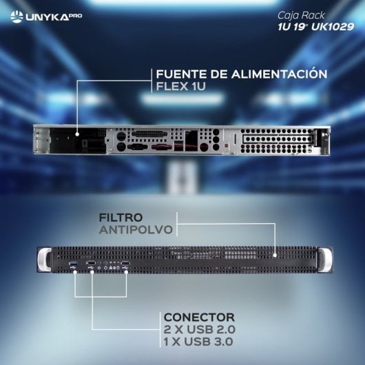 UNYKAch UK1029 Caja Rack 19" 1U Negra