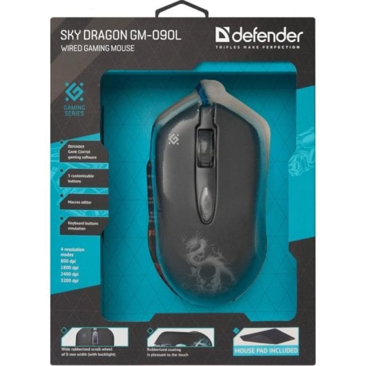 Souris UNYKAch GM-090L 3200 DPI Optique Main Droite Noir Gaming