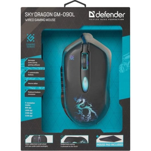 Souris UNYKAch GM-090L 3200 DPI Optique Main Droite Noir Gaming