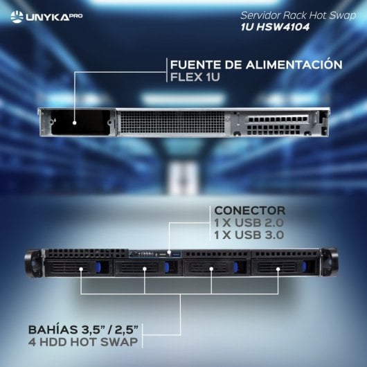 UNYKAch 1U HSW4104 NAS de Montagem em Rack 4x HDD
