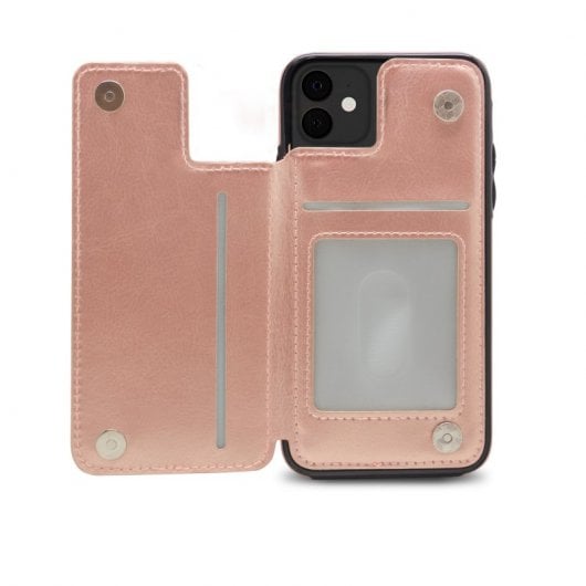 Nueboo Wallex Funda de Piel Rosa Dorado para iPhone 11