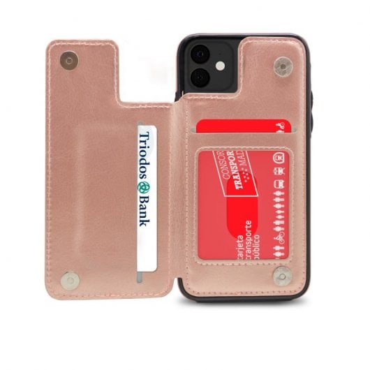 Nueboo Wallex Funda de Piel Rosa Dorado para iPhone 11