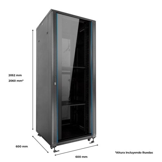 Aiten Data Armario Rack Suelo 19" 42U 600 x 600 x 2060 mm Montado con Accesorios