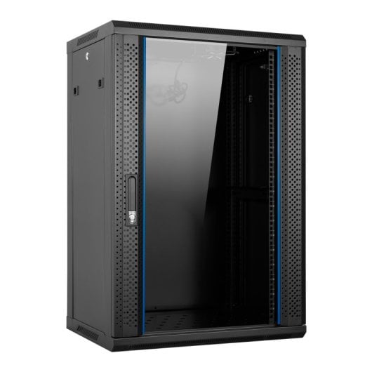 Aiten Data Rack-Schrank zur Wandmontage, 19 Zoll, 18 HE, 600 x 450 x 910 mm, montiert mit Zubehör