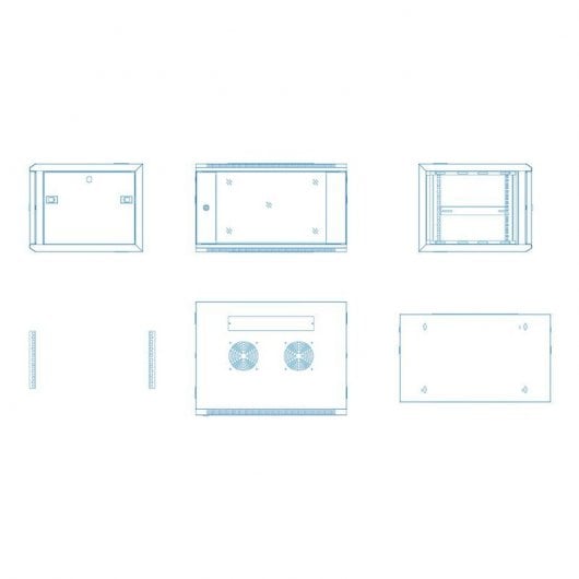 Aiten Data Armario Rack Mural 19" 6U 600 x 600 x 370 mm Montado con Accesorios