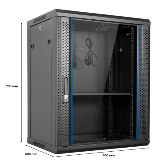 Aiten Data Armario Rack Mural 19" 15U 600 x 600 x 790 mm Montado con Accesorios