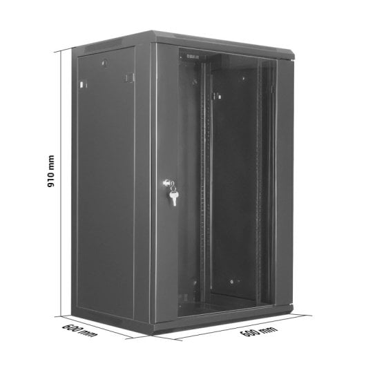 Aiten Data Armario Rack Mural 19" 18U 600 x 600 x 910 mm Montado con Accesorios