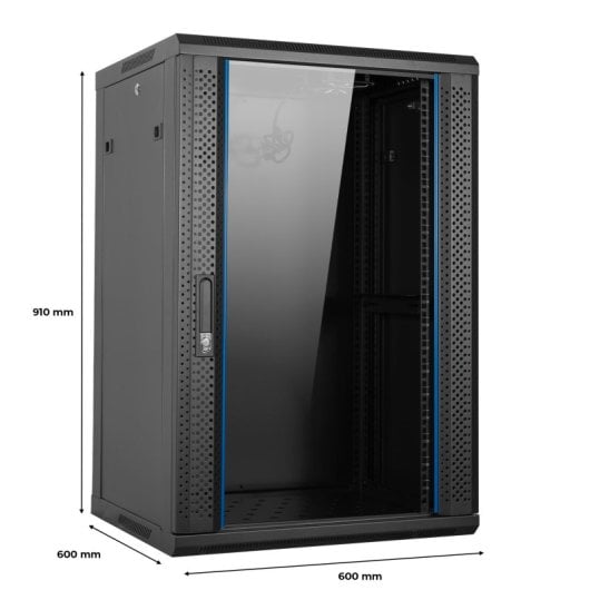 Aiten Data Armario Rack Mural 19" 18U 600 x 600 x 910 mm Montado con Accesorios